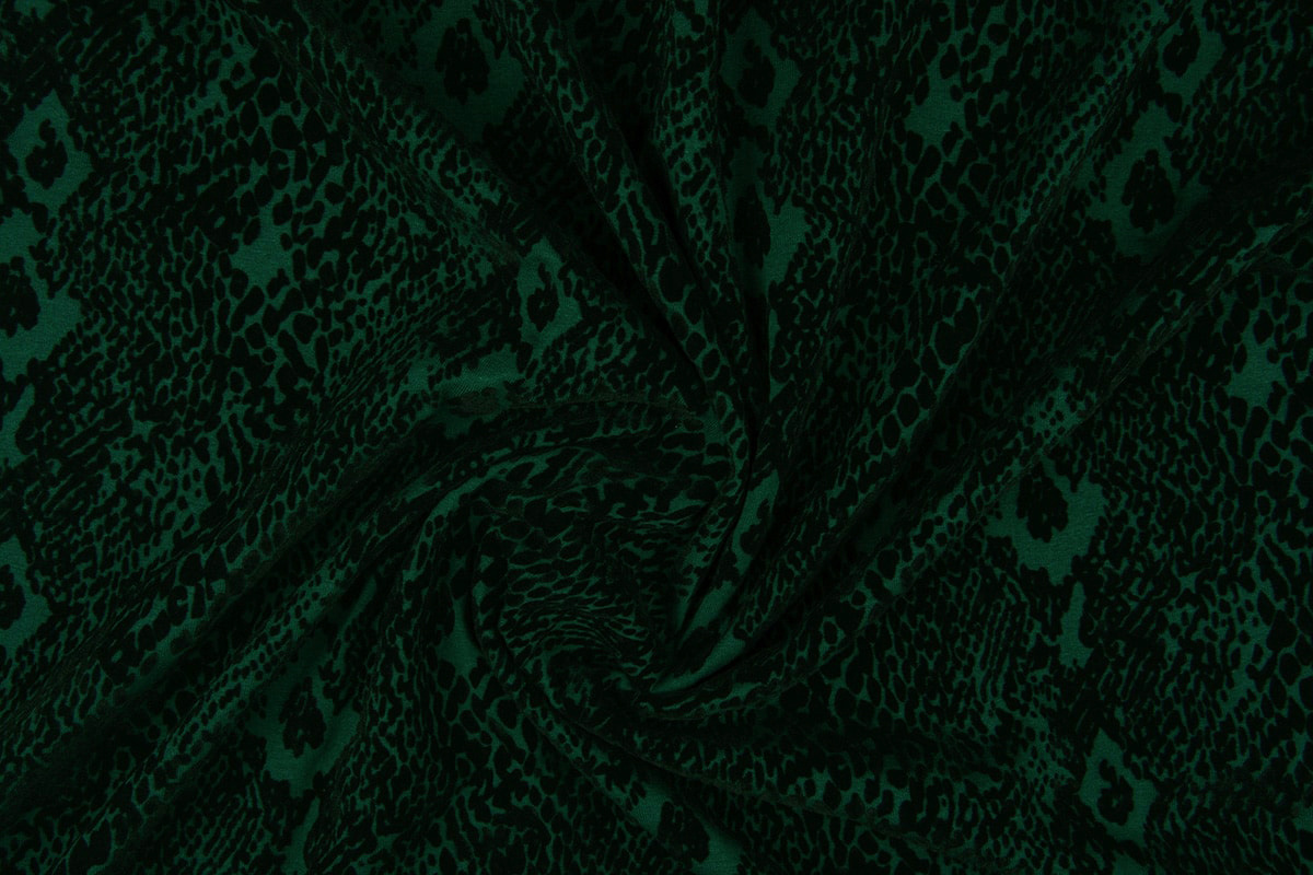 Tricot Flock Slangenprint Donker Groen