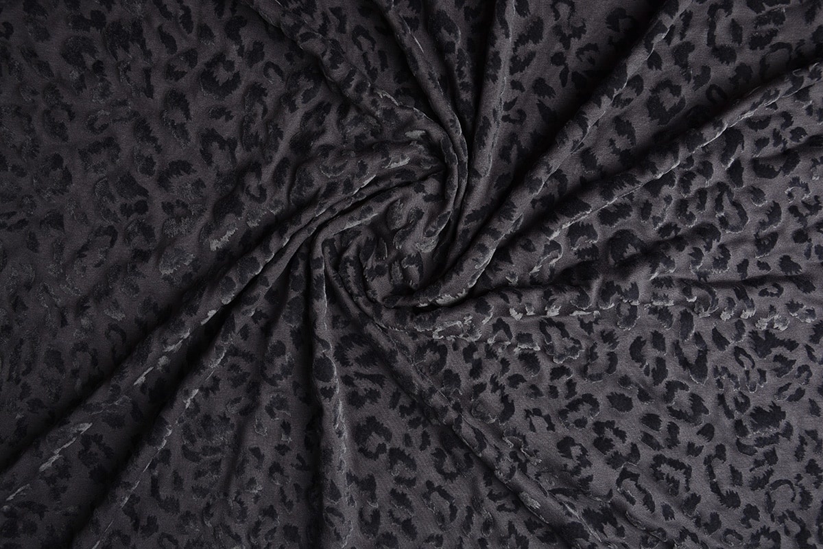 Tricot flock Panterprint Grijs Jeans