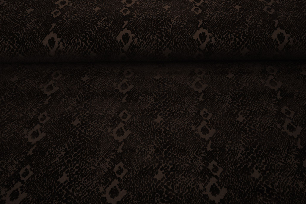 Tricot flock Slangenprint Bruin