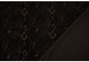 Tricot flock Slangenprint Bruin