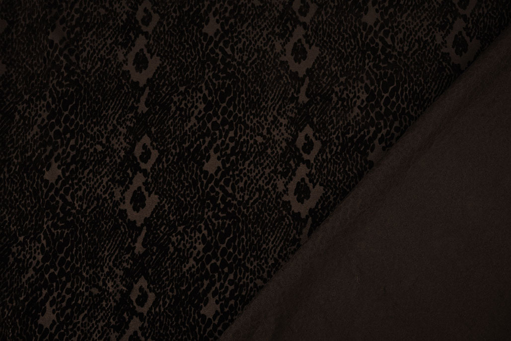 Tricot flock Slangenprint Bruin