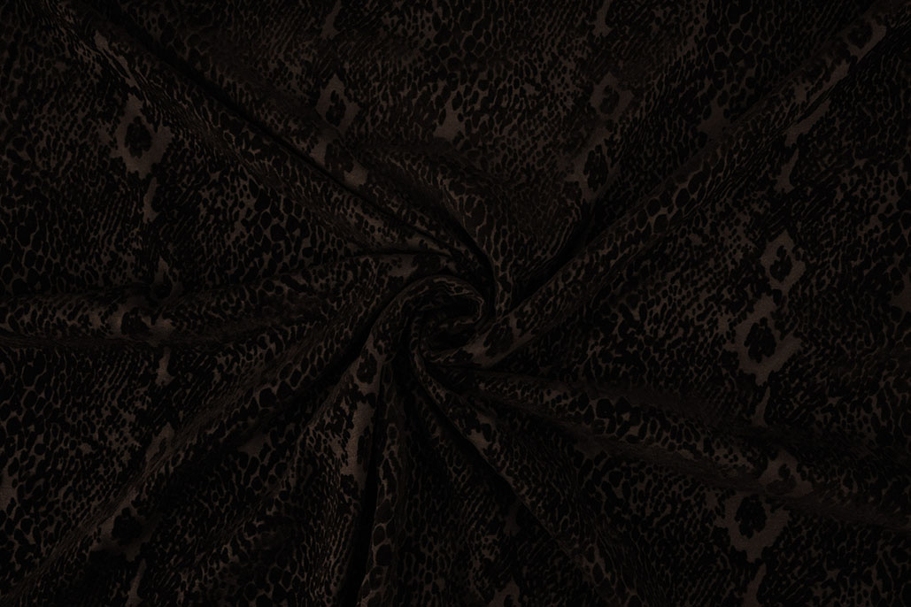 Tricot flock Slangenprint Bruin
