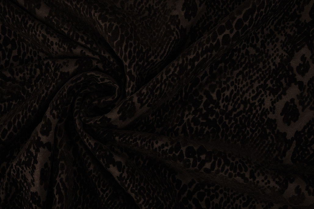 Tricot flock Slangenprint Bruin