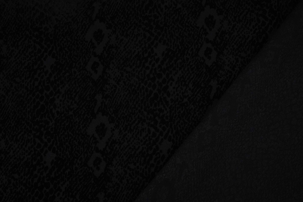 Tricot flock Slangenprint Zwart