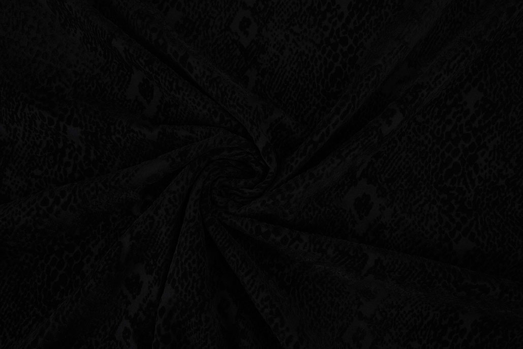 Tricot flock Slangenprint Zwart