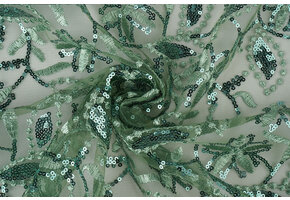 Netz Bestickt Pailletten Naomi Alt Grün