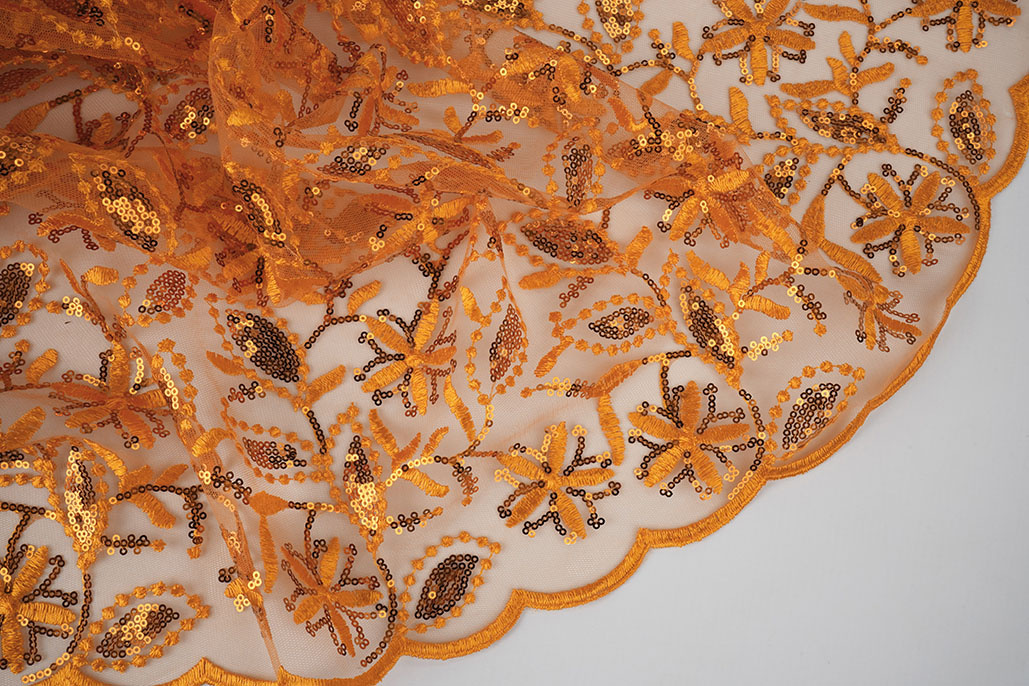 Mesh Embroidered Sequins Naomi Orange