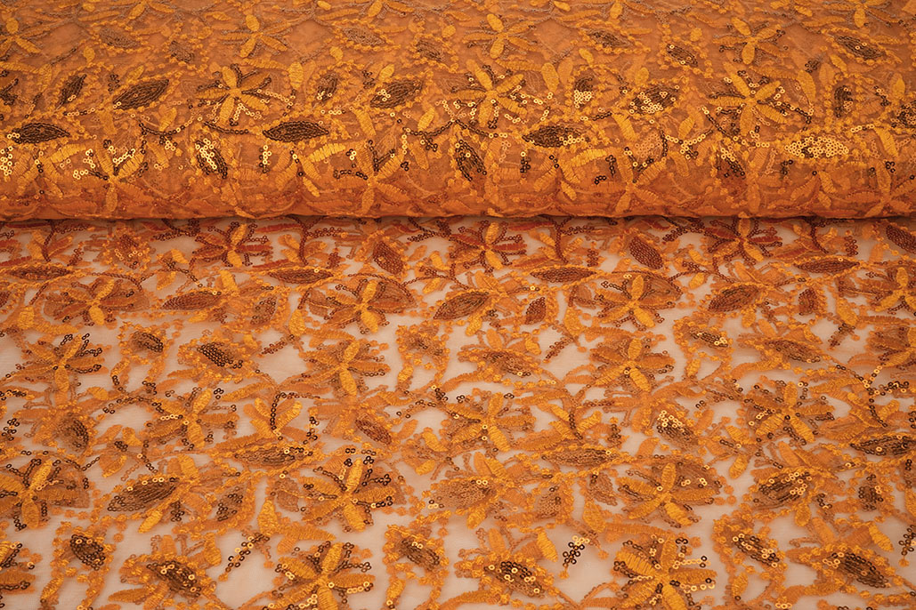 Mesh Geborduurd Pailletten Naomi Oranje