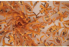 Mesh Embroidered Sequins Naomi Orange