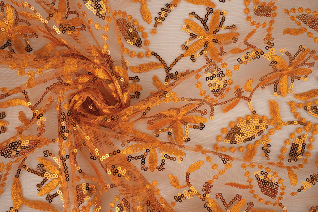 Mesh Embroidered Sequins Naomi Orange