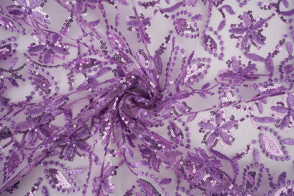 Mesh Embroidered Sequins Naomi Lilac Purple