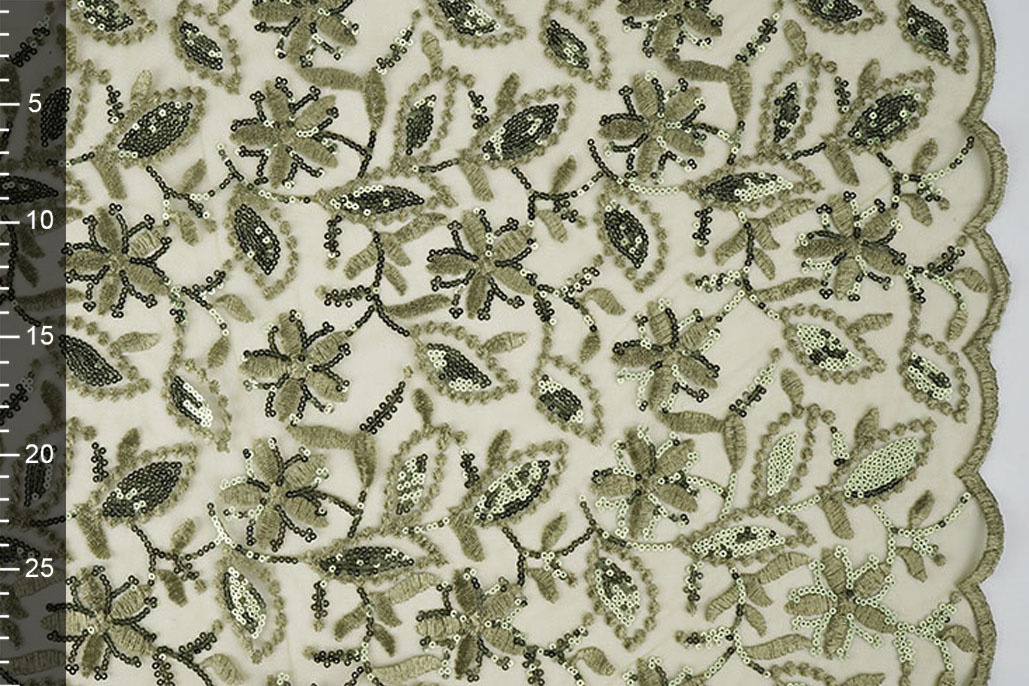 Mesh Embroidered Sequins Naomi Moss Green