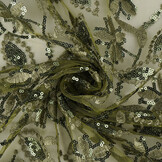 Netz Bestickt Pailletten Naomi Moosgrün