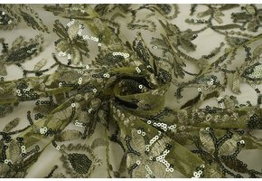 Mesh Embroidered Sequins Naomi Moss Green