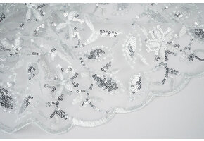 Mesh Embroidered Sequins Naomi White