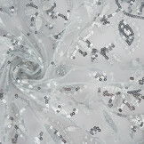 Mesh Geborduurd Pailletten Naomi Wit