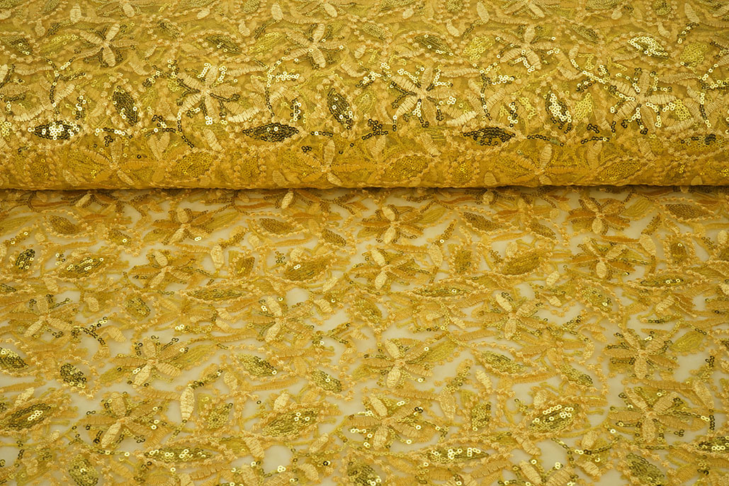 Mesh Embroidered Sequins Naomi Yellow