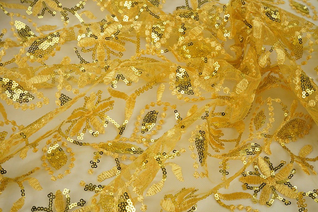 Mesh Embroidered Sequins Naomi Yellow