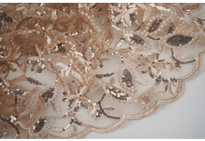 Mesh Geborduurd Pailletten Naomi Beige