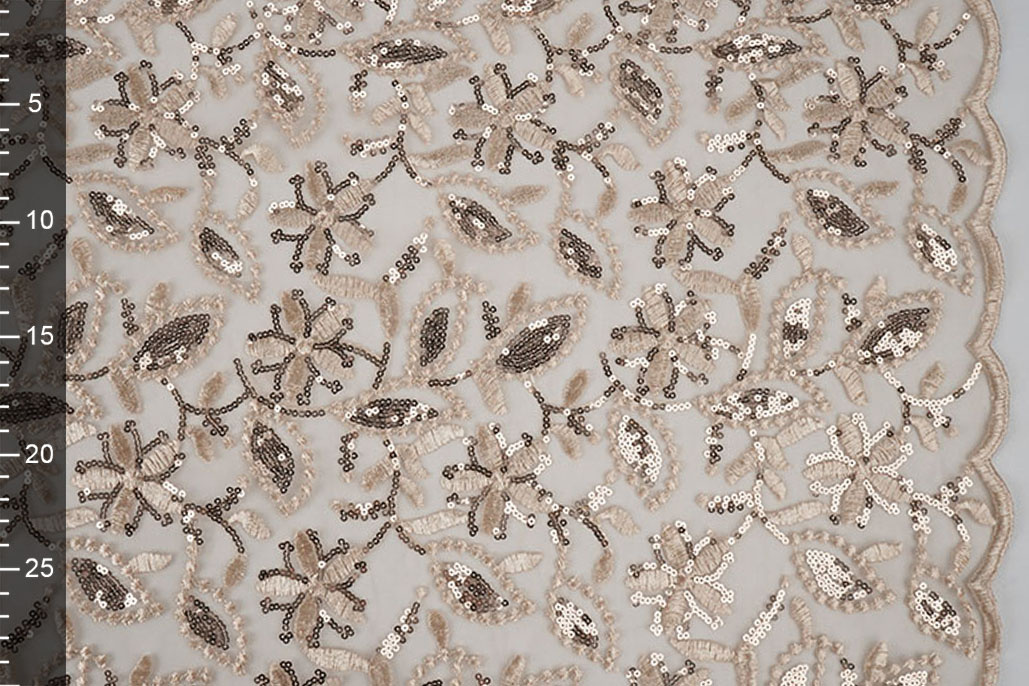 Netz Bestickt Pailletten Naomi Beige