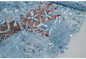 Mesh Embroidered Sequins Naomi Light Jeans Blue