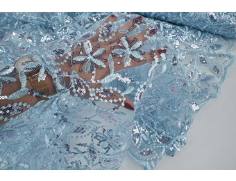 Mesh Embroidered Sequins Naomi Light Jeans Blue