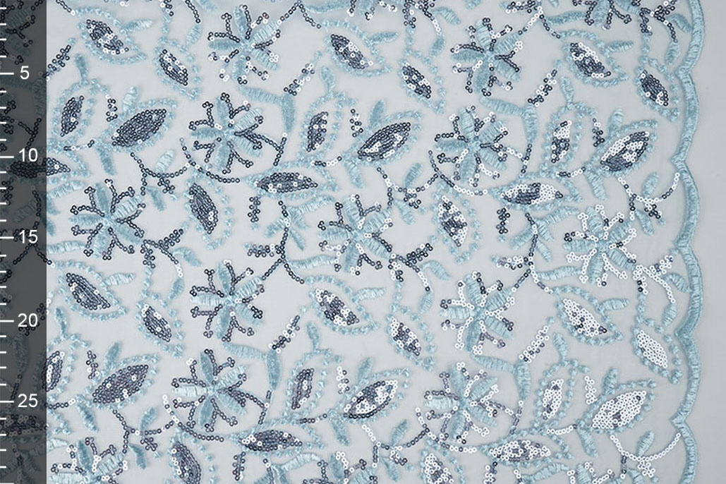 Mesh Geborduurd Pailletten Naomi Licht Jeans Blauw