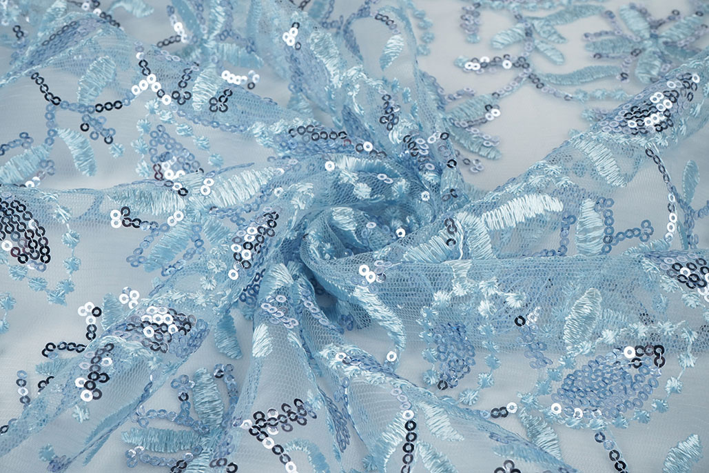 Mesh Embroidered Sequins Naomi Light Jeans Blue