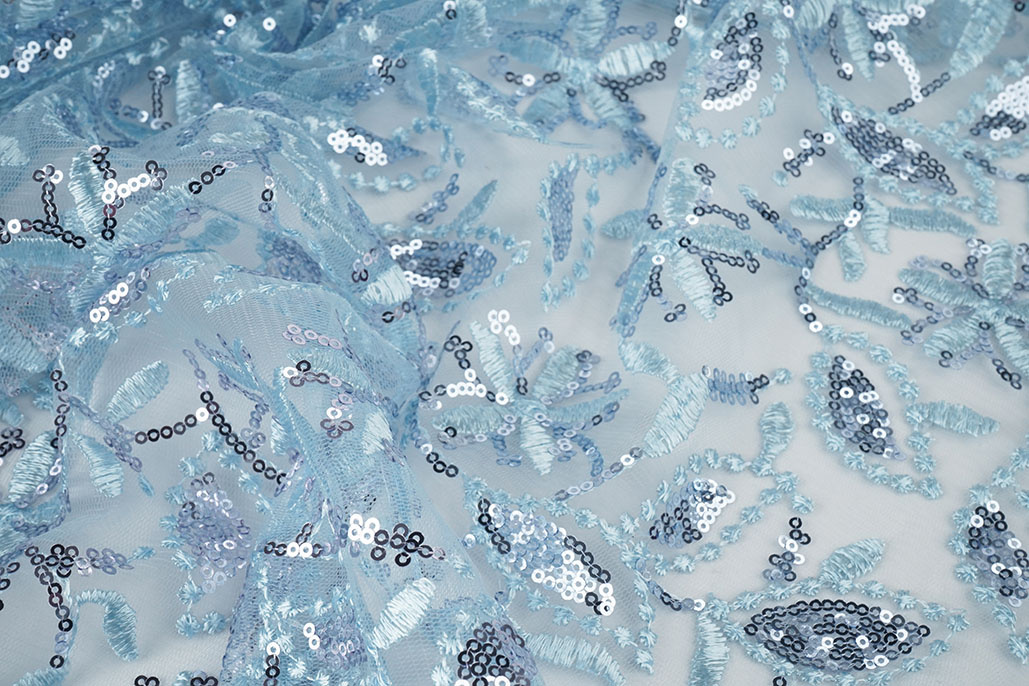 Mesh Embroidered Sequins Naomi Light Jeans Blue