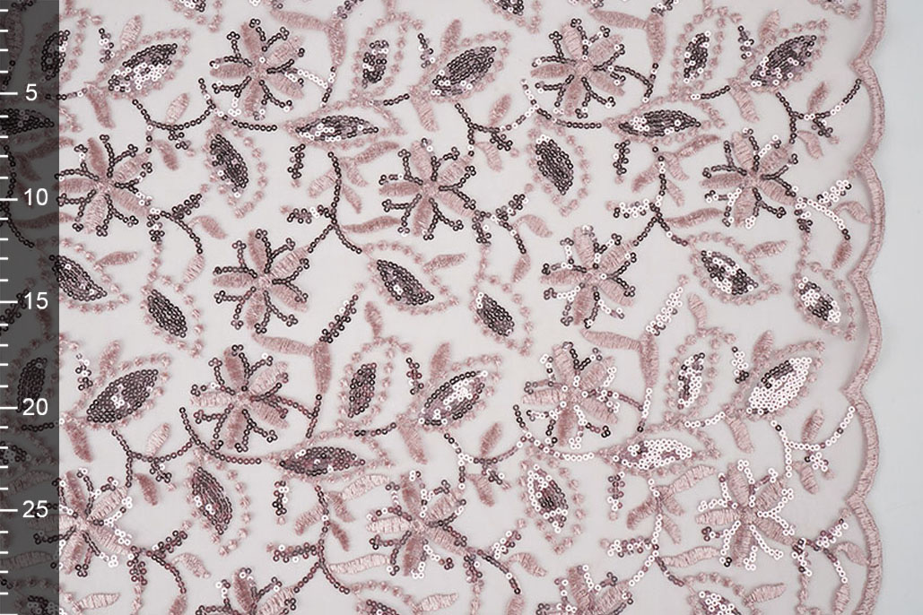 Mesh Embroidered Sequins Naomi Powder Pink