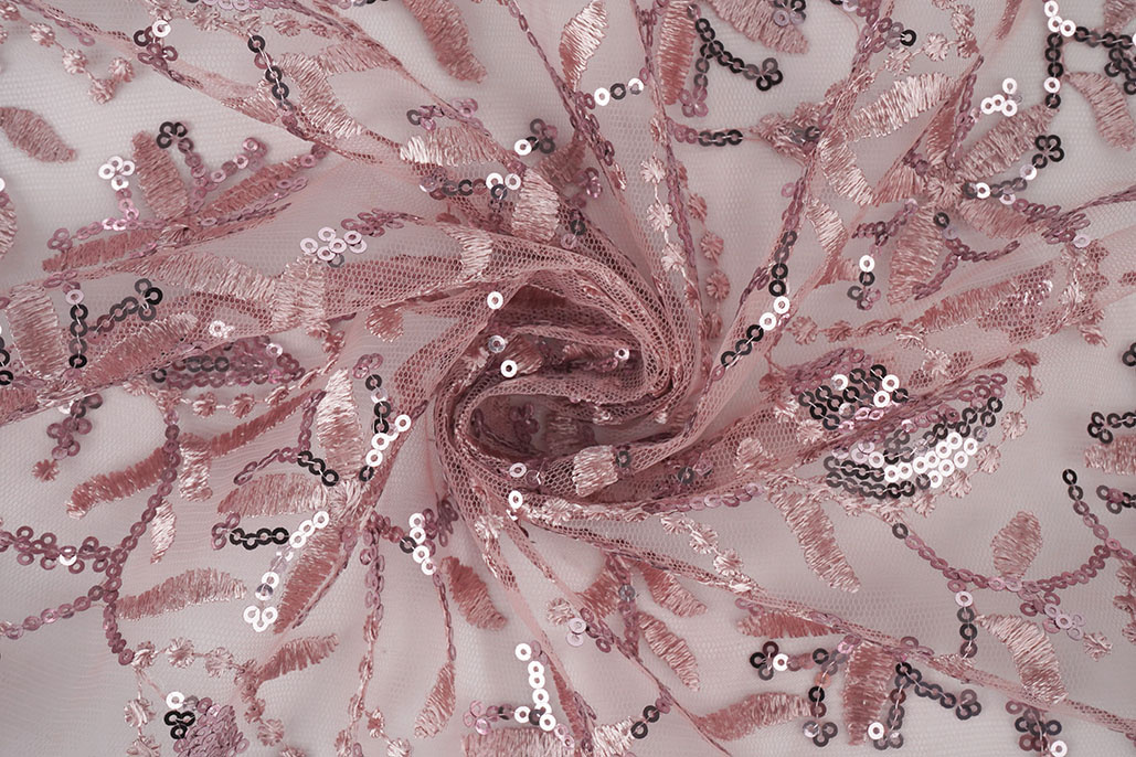 Mesh Embroidered Sequins Naomi Powder Pink