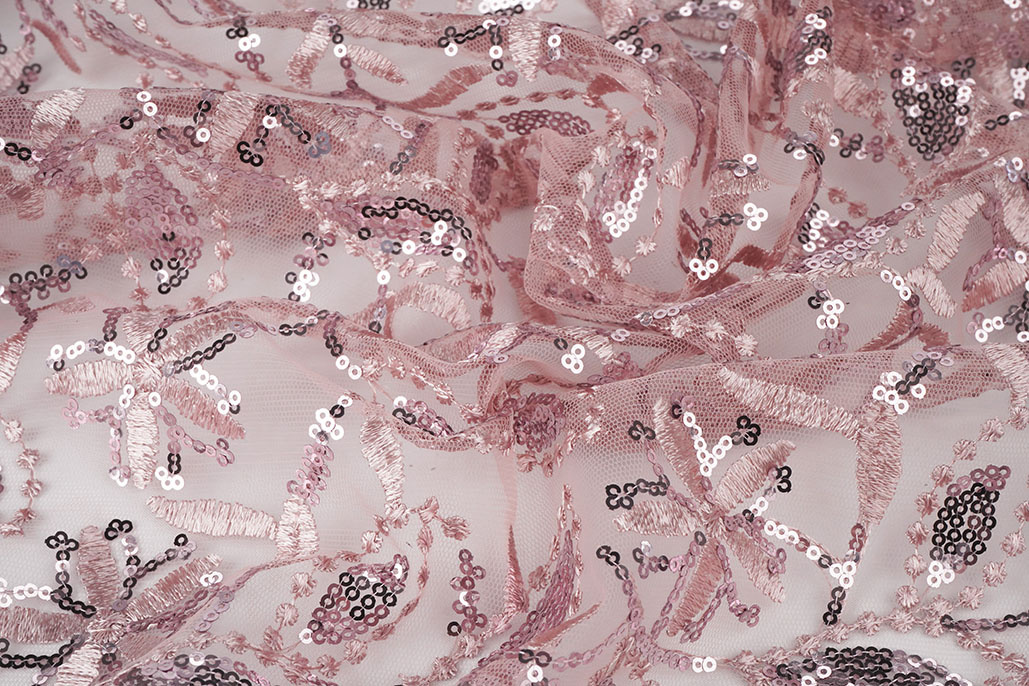 Mesh Embroidered Sequins Naomi Powder Pink