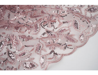 Netz Bestickt Pailletten Naomi Puderrosa