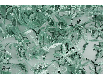 Mesh Embroidered Sequins Naomi Light Old Green