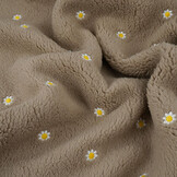 Teddy Stof Geborduurd Bloemen Camilla Taupe