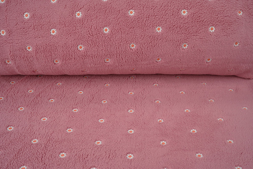 Teddystoff Bestickt Blumen Camilla Rosa