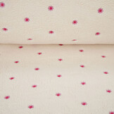 Teddy Stof Geborduurd Bloemen Camilla Creme