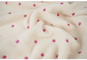 Teddy Stof Geborduurd Bloemen Camilla Creme
