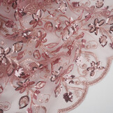 Mesh Geborduurd Pailletten Melissa Oud Roze
