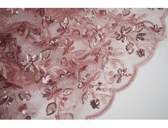 Mesh Embroidered Sequins Melissa Old Pink