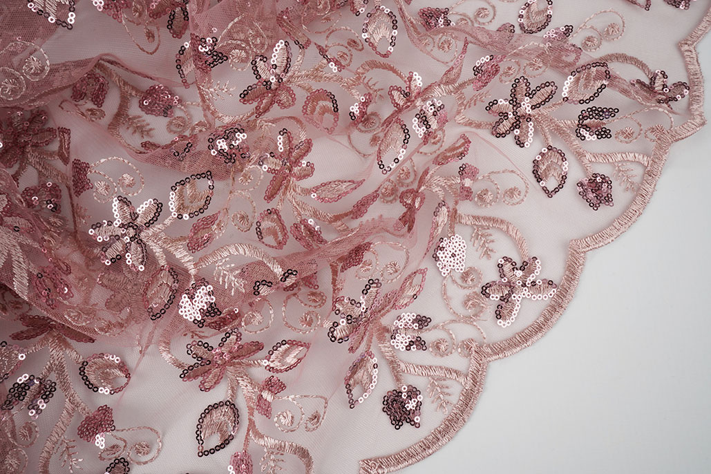 Mesh Embroidered Sequins Melissa Old Pink