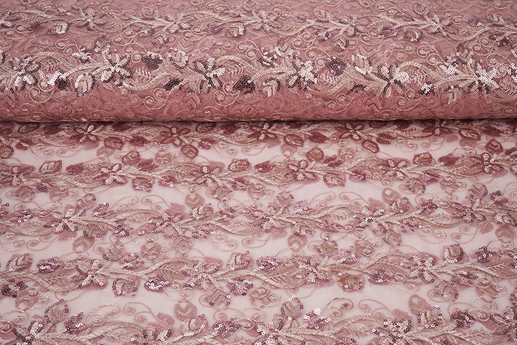 Mesh Embroidered Sequins Melissa Old Pink