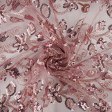 Mesh Geborduurd Pailletten Melissa Oud Roze