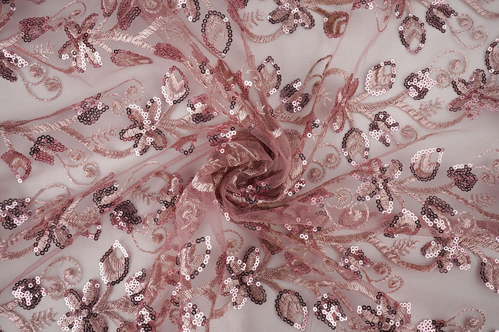 Netz Bestickt Pailletten Melissa Altrosa