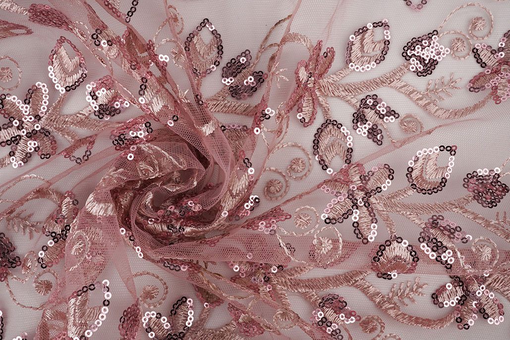 Mesh Embroidered Sequins Melissa Old Pink