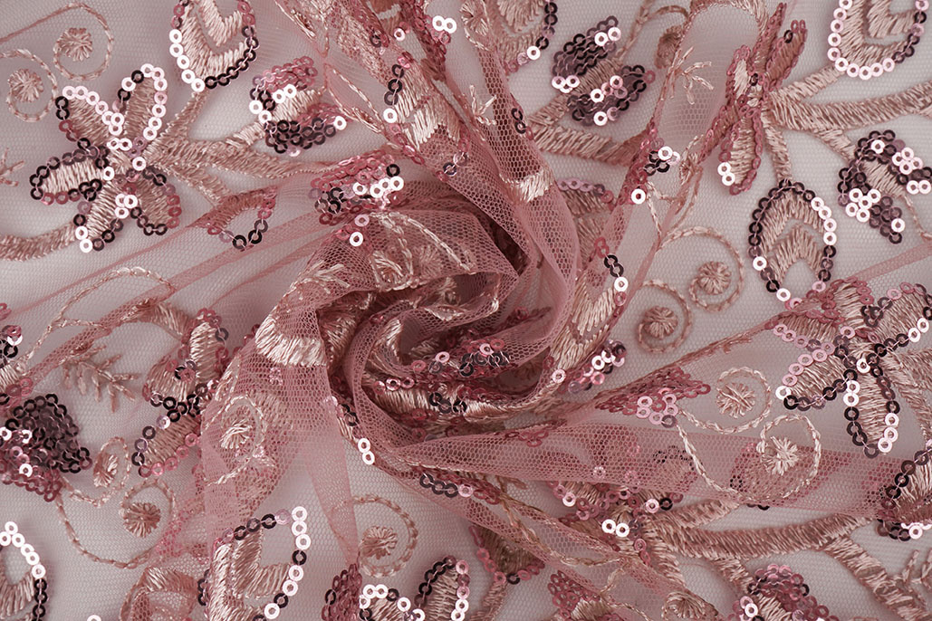 Mesh Embroidered Sequins Melissa Old Pink