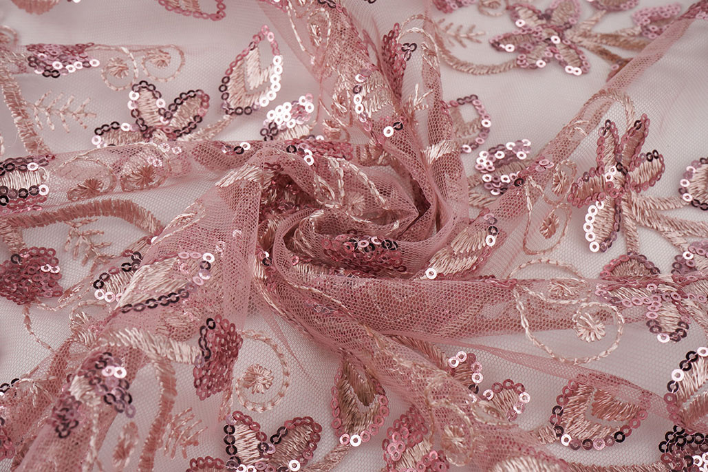 Mesh Embroidered Sequins Melissa Old Pink