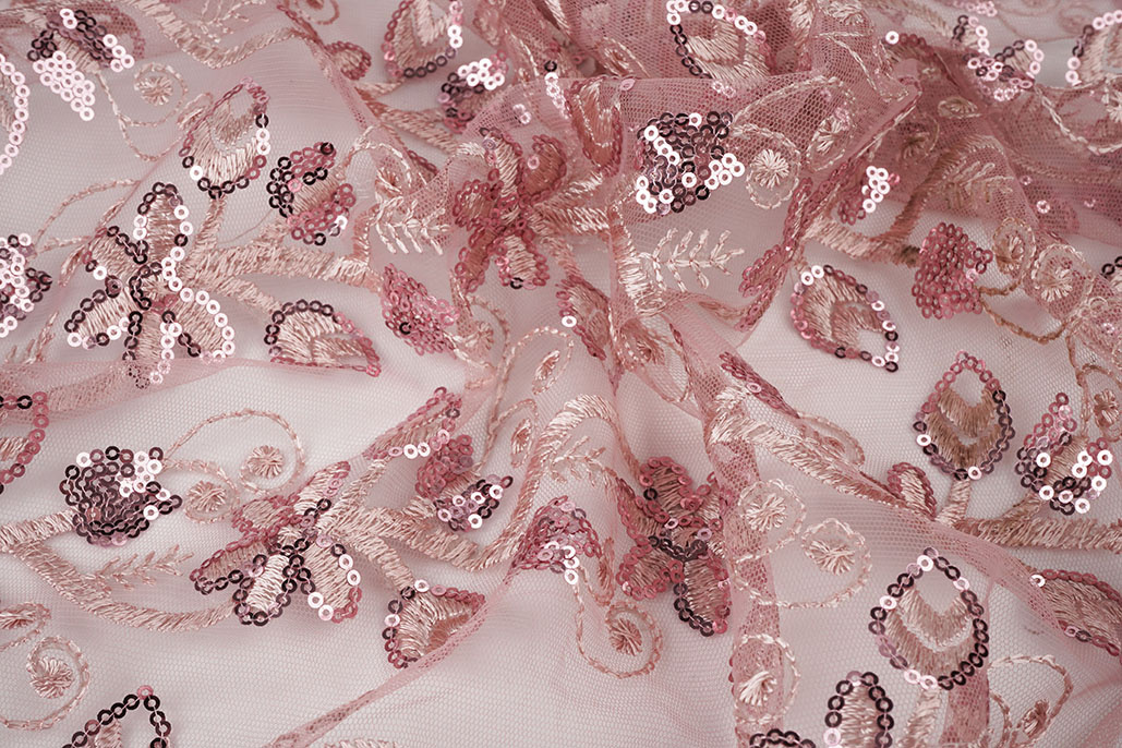 Mesh Embroidered Sequins Melissa Old Pink