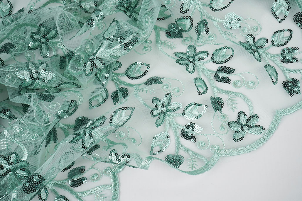 Mesh Embroidered Sequins Melissa Light Old Green