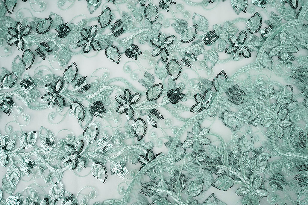 Mesh Embroidered Sequins Melissa Light Old Green
